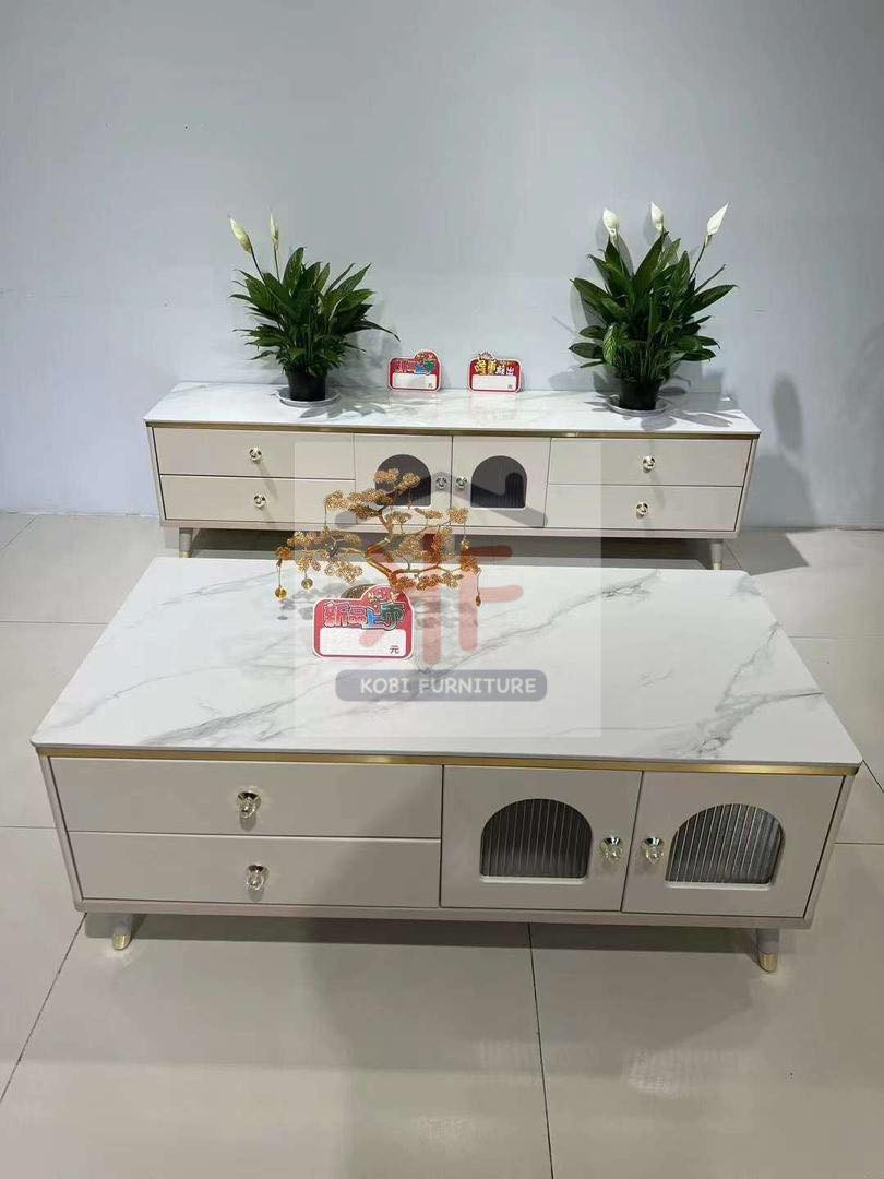 Classy TV Stand with Centre Table White