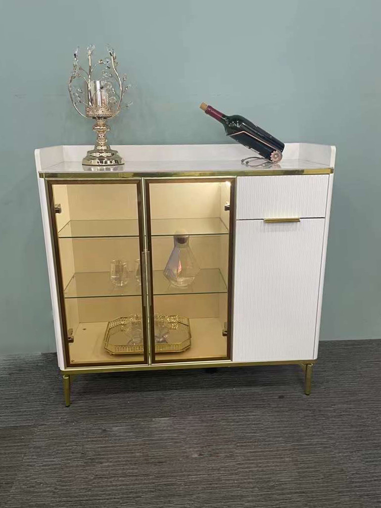 White Gold Console Table with Light