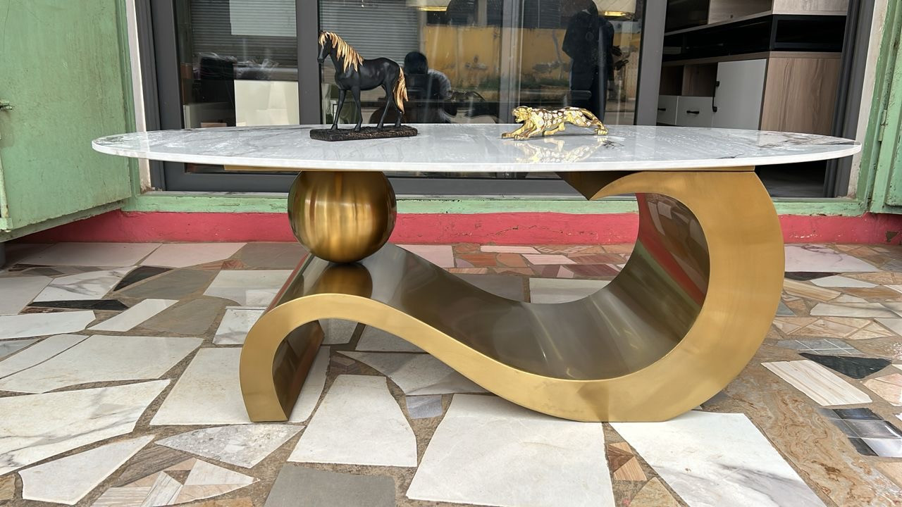 Marble Center Table with Gold S leg