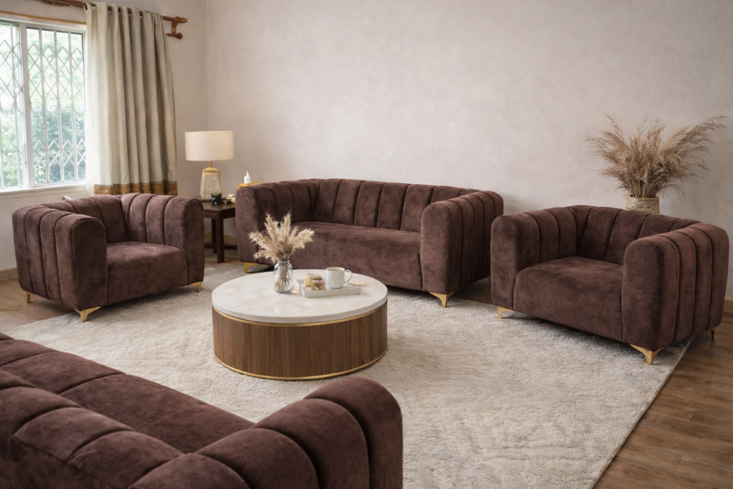 Luxe Velvet Sofa Set (3-in-1, 2-in-1 & 2 Singles)
