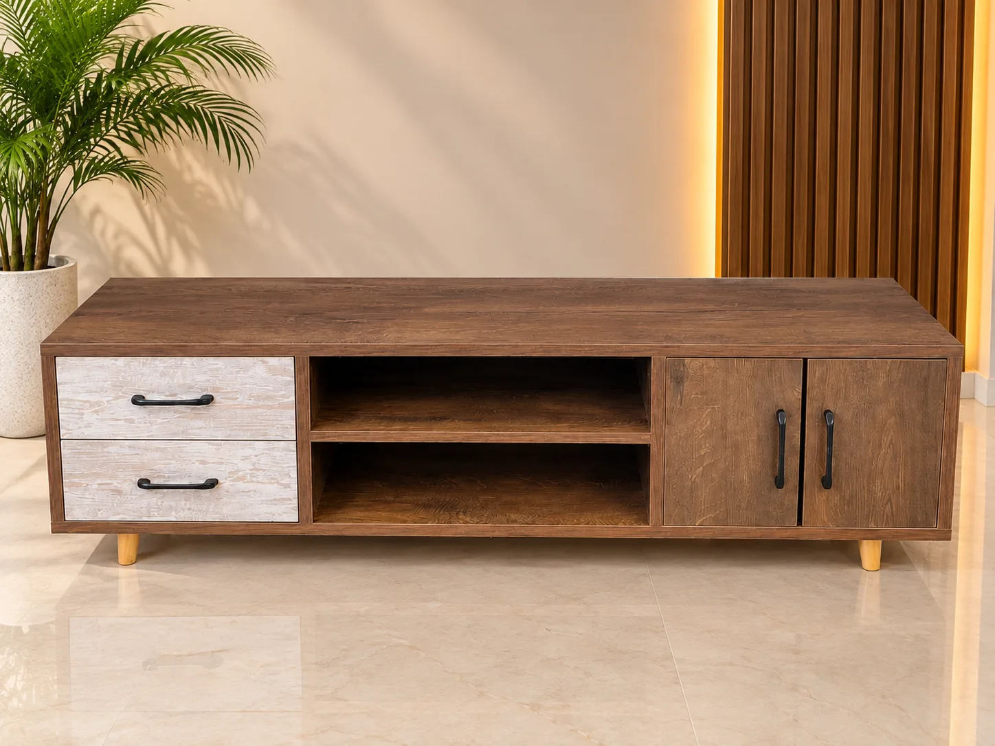 Cedarwood 2-Door & 2-Drawer TV Stand