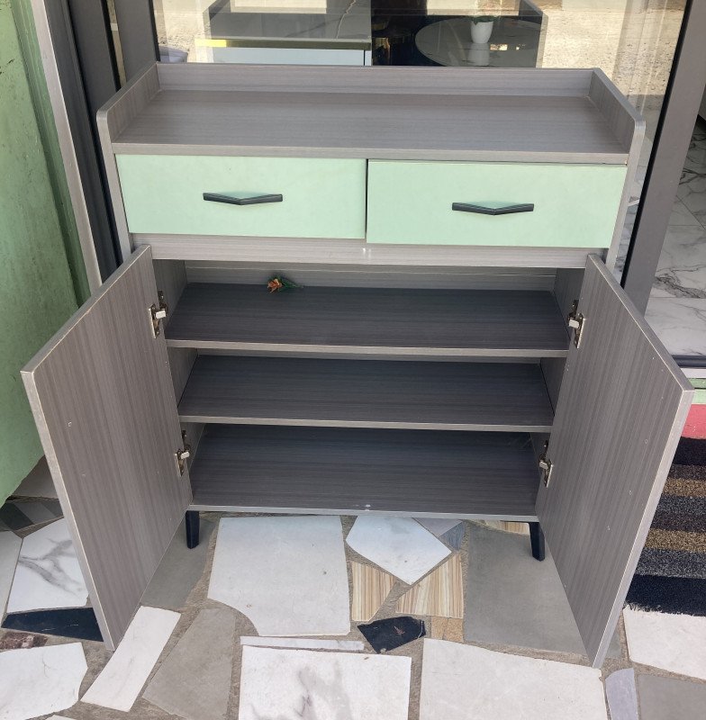 Modern Two-Tone Cabinet with Drawer and Double Doors gallery image
