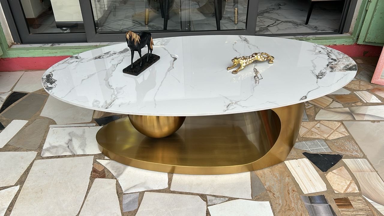 Marble Center Table with Gold Ball leg gallery image