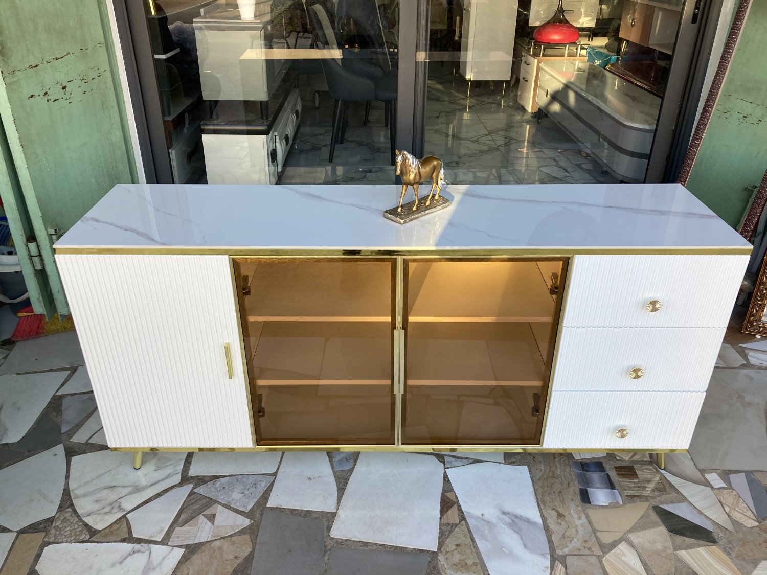 Luminous White Gold Console with Light gallery image