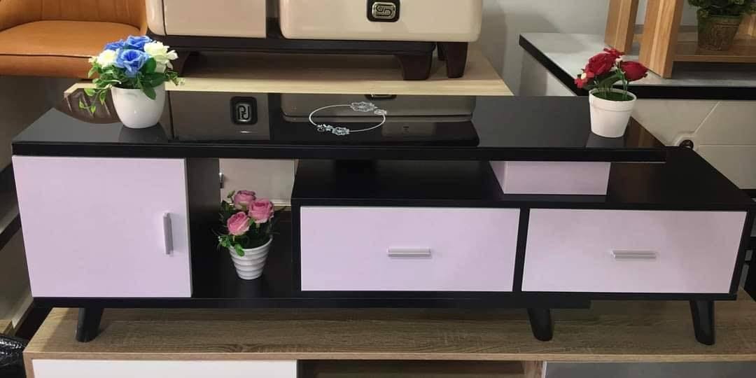 Adjustable TV Stand Black & White