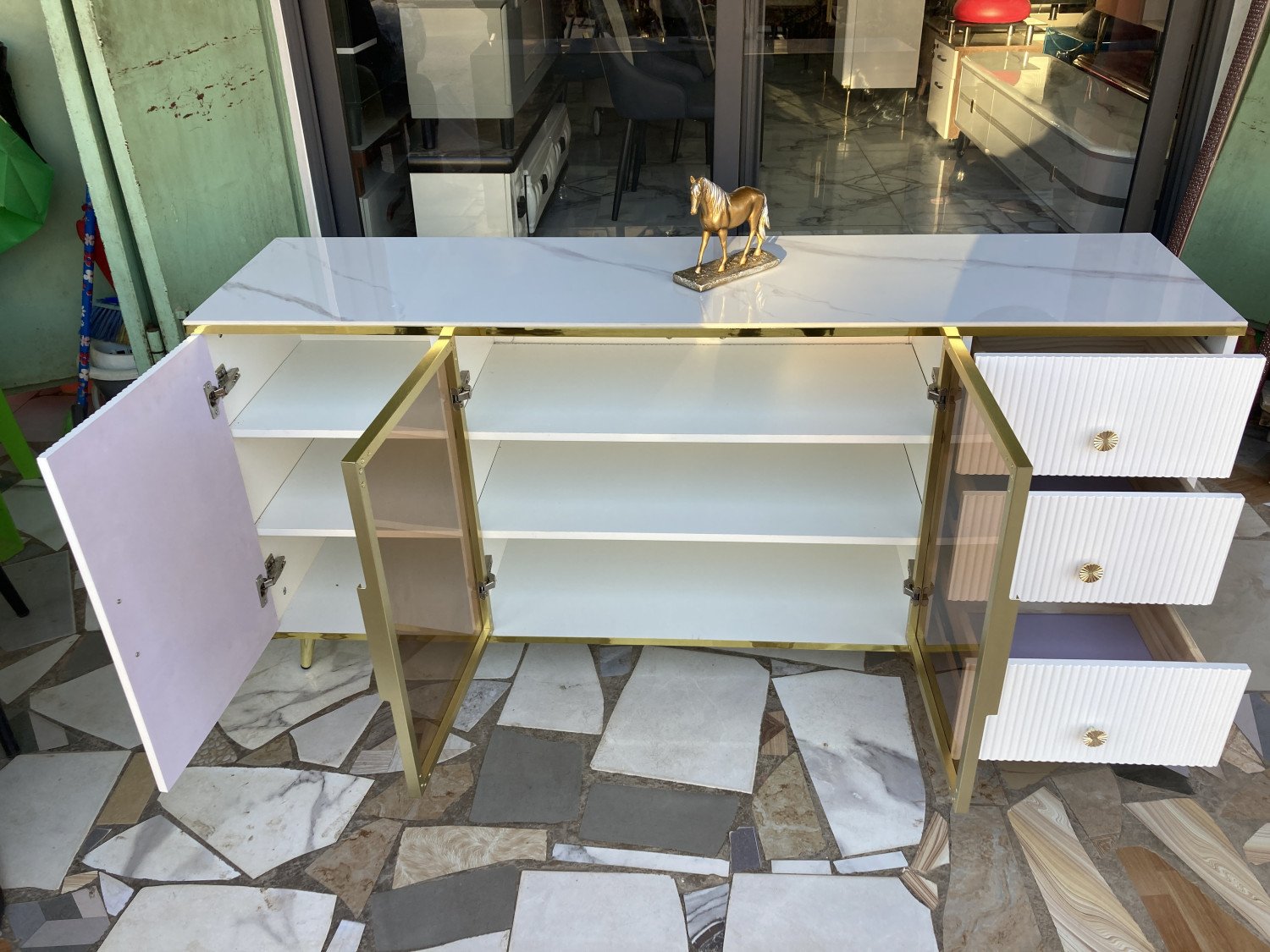 Luminous White Gold Console with Light gallery image