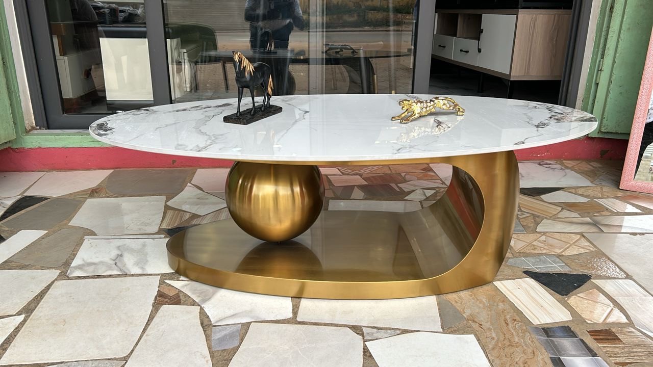 Marble Center Table with Gold Ball leg