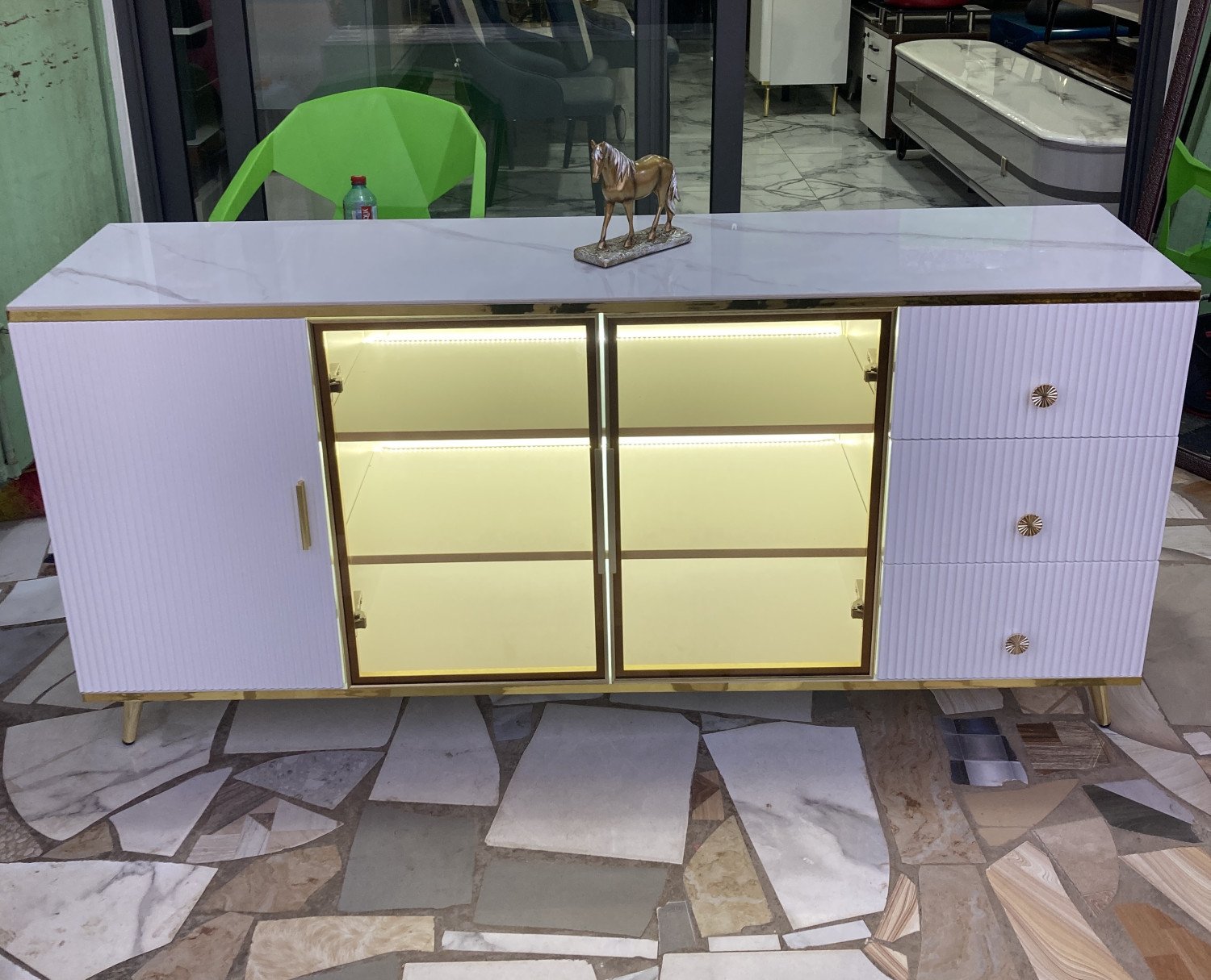 Luminous White Gold Console with Light gallery image