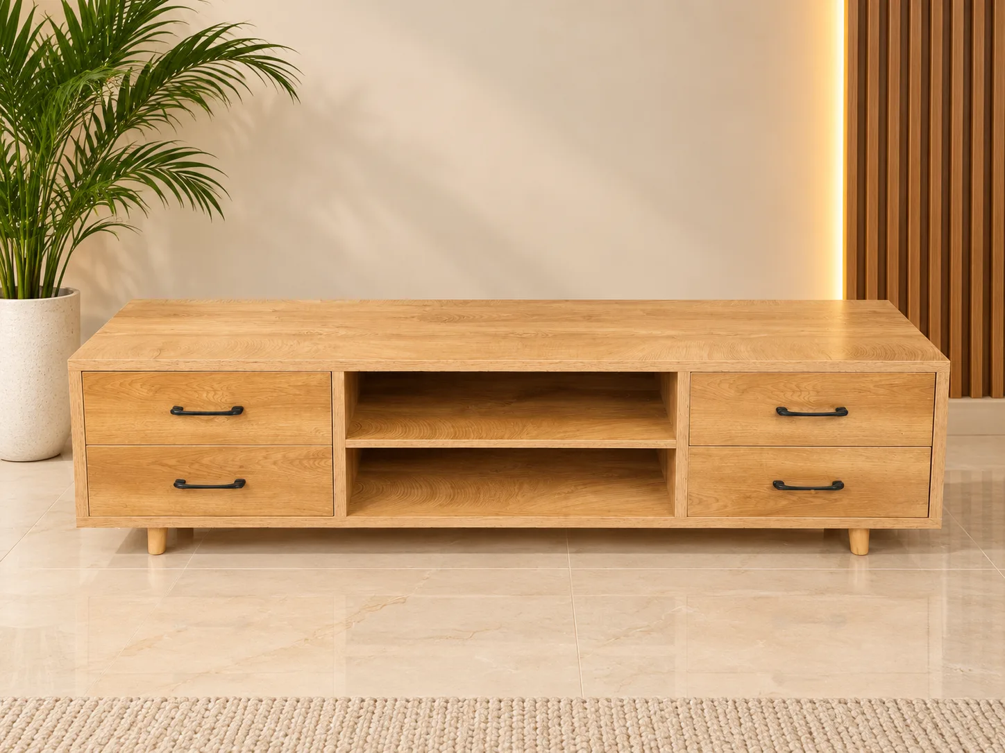 Nordic Oak 4-Drawer TV Stand